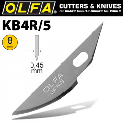 OLFA ART CURVED CARVING BLADE 5/PACK 8MM