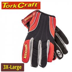 MECHANICS GLOVE 3X LARGE SYNTHETIC LEATHER REINFORCED PALM SPANDEX RED