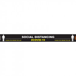 BLACK BEHIND LINE - 800MM X 80MM SOCIAL DISTANCING STRIPS