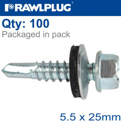 SELF DRILLING SCREWS 5,5X25MM WITH WASHER T14, 100PCS
