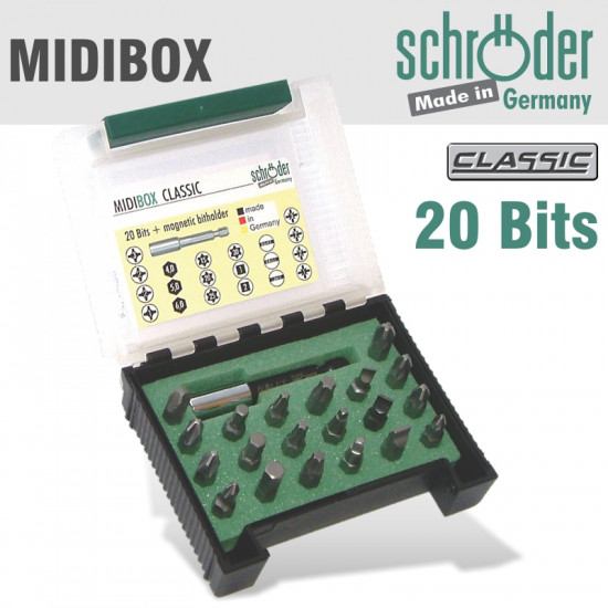 MIDI-BOX 21 PCE PH PZ HEX TX SLOT SQ WITH MAG BIT HOLDER