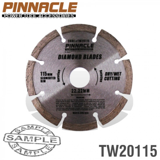 DIAMOND BLADE SEGMENTED 115MM PINNACLE BRAND