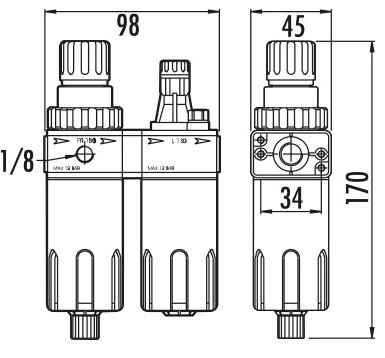 Modular filter/regulator/lubricator